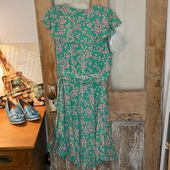 Draper James RSVP Mint Green Floral Wrap Lined Dress Size XL in EUC - Picture 3 of 6
